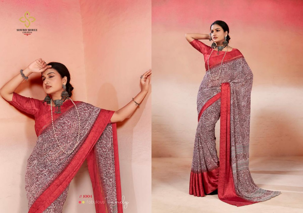 Shubh Shree Nargis Wholesale Weightless With Sartin Patti Sarees