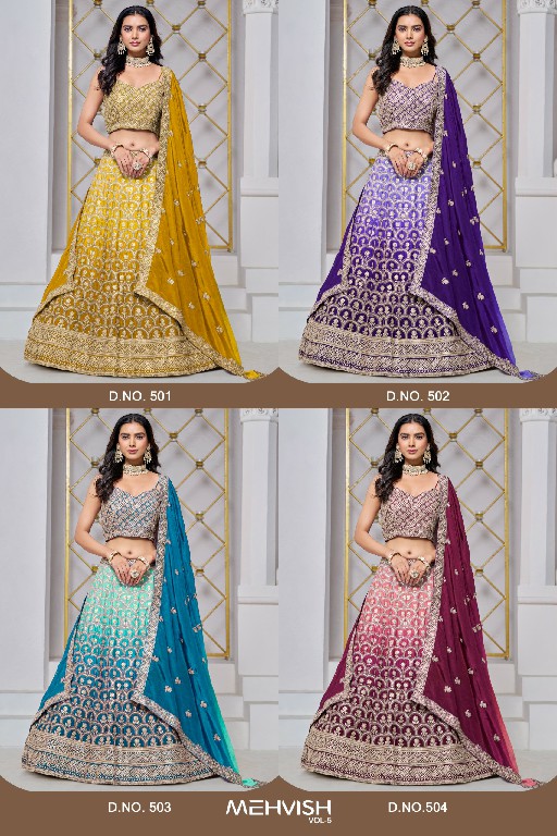 Mehvish Vol-5 Wholesale Designer Chinon Fabrics Lehenga Choli