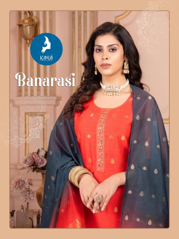 kaya banarasi chanderi jacquard plus size readymade 3pcs dress