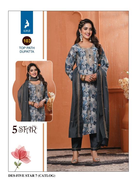 kaya five star vol 7 beautiful chanderi modal print plus size readymade suits