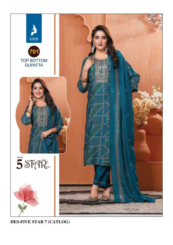 kaya five star vol 7 beautiful chanderi modal print plus size readymade suits