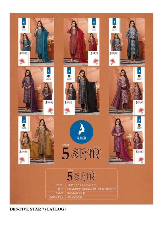 kaya five star vol 7 beautiful chanderi modal print plus size readymade suits