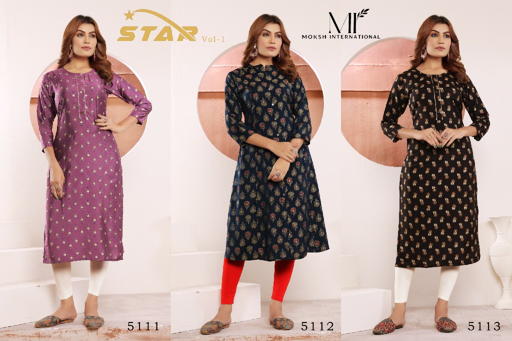 moksh star vol 1 viscose muslin print trendy readymade combo kurti