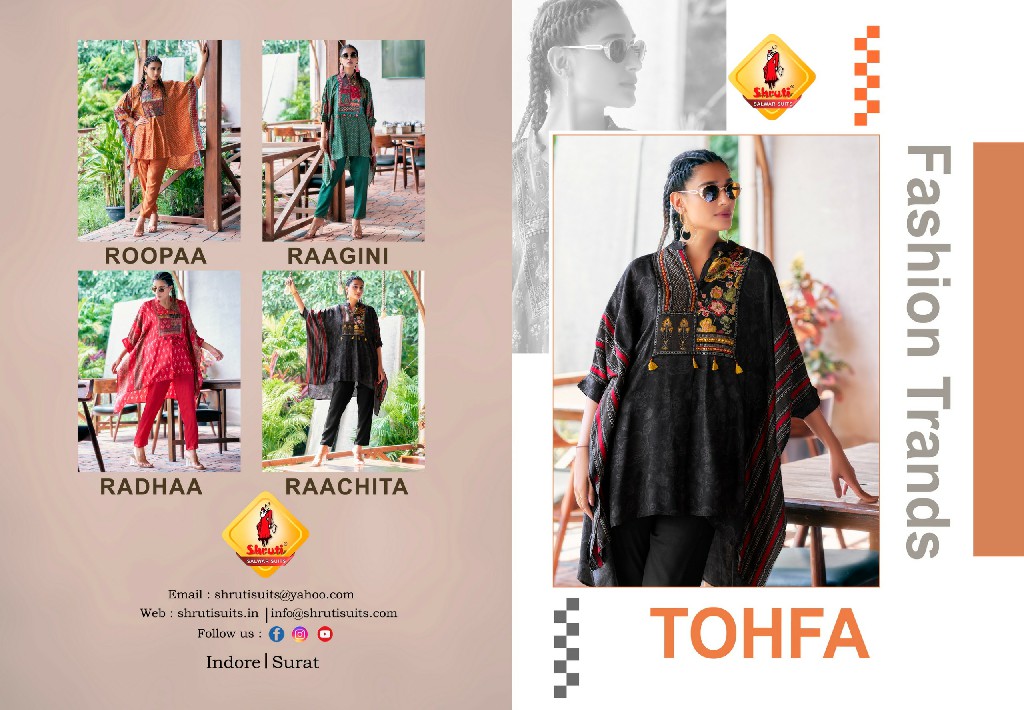shruti tohfa digital print muslin modern pattern readymade kurti with pant