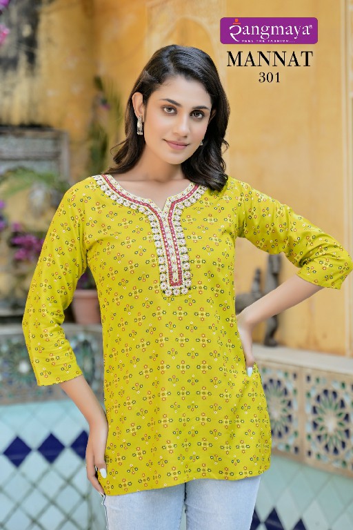 mannat vol 3 by rangmaya casual wear fullstitch rayon girls tops
