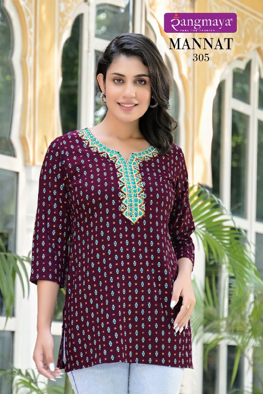 mannat vol 3 by rangmaya casual wear fullstitch rayon girls tops