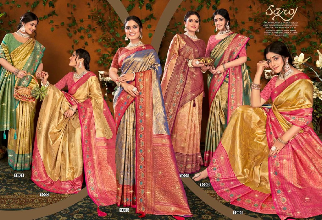 Saroj Shamaa Tissue Saroski Vol-3 Wholesale Tissue Silk With Swaroski Work Sarees