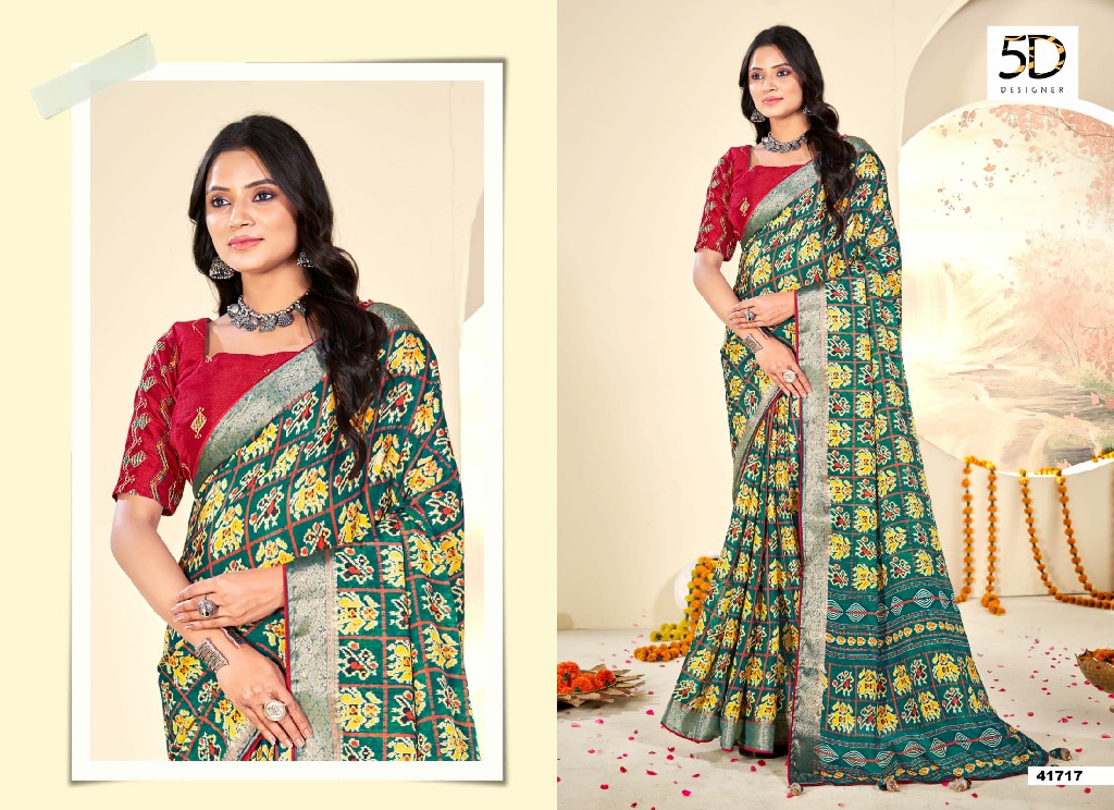 5D Designer Krutika Wholesale Armani Moss Jari Work Sarees