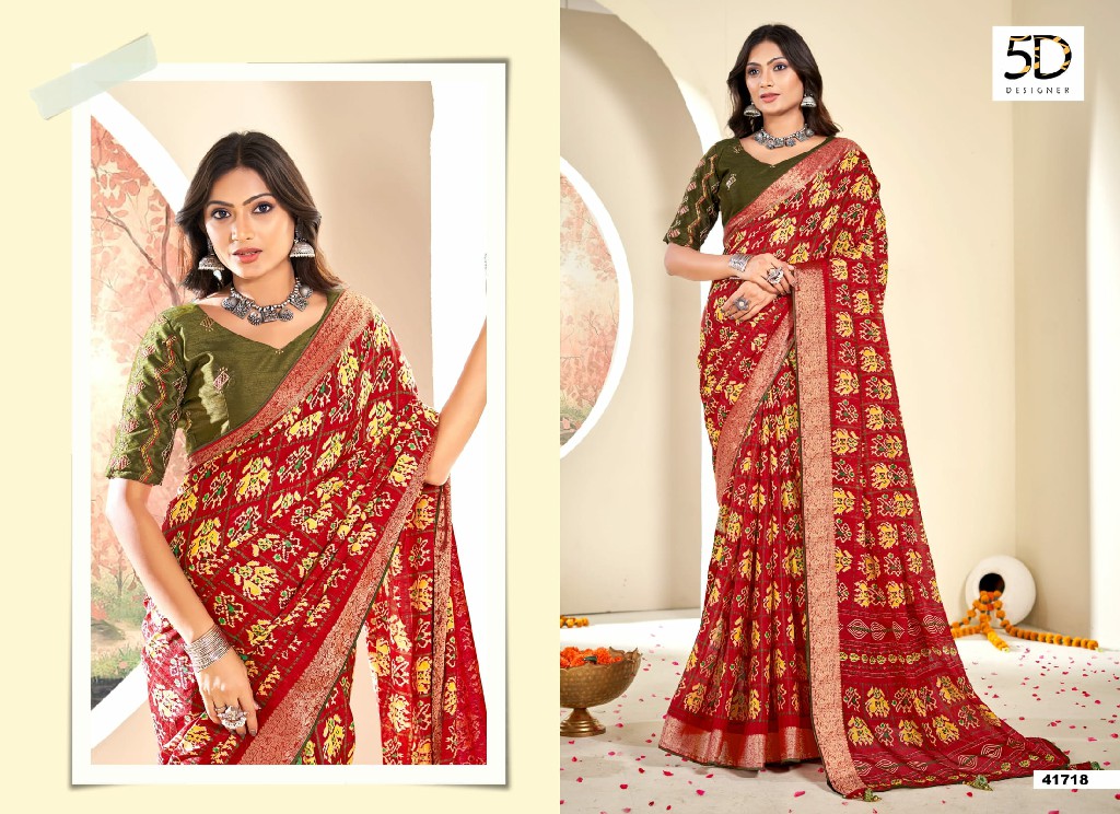 5D Designer Krutika Wholesale Armani Moss Jari Work Sarees