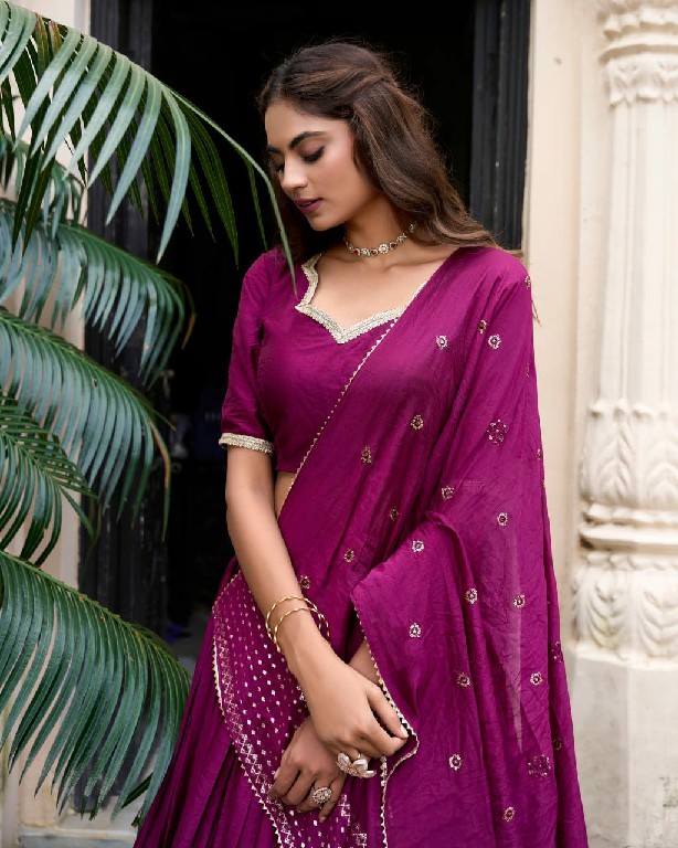 LNB Priyadarshi 1906 Wholesale Pure Chanderi Plain Lehenga with Intricate Zari Work Border Lehengas Choli