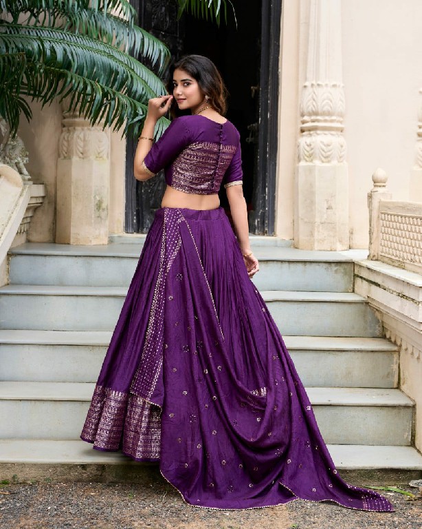 LNB Priyadarshi 1906 Wholesale Pure Chanderi Plain Lehenga with Intricate Zari Work Border Lehengas Choli