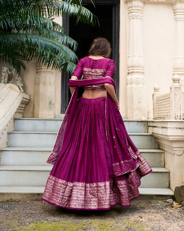 LNB Priyadarshi 1906 Wholesale Pure Chanderi Plain Lehenga with Intricate Zari Work Border Lehengas Choli