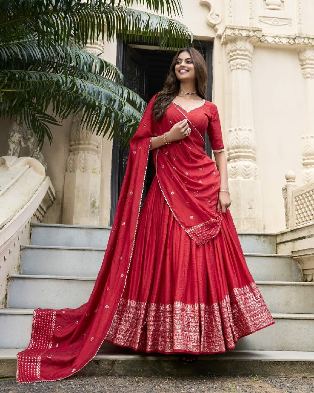 LNB Priyadarshi 1906 Wholesale Pure Chanderi Plain Lehenga with Intricate Zari Work Border Lehengas Choli
