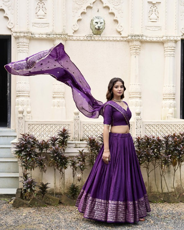 LNB Priyadarshi 1906 Wholesale Pure Chanderi Plain Lehenga with Intricate Zari Work Border Lehengas Choli
