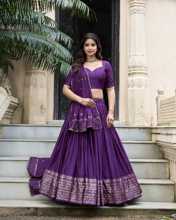 LNB Priyadarshi 1906 Wholesale Pure Chanderi Plain Lehenga with Intricate Zari Work Border Lehengas Choli