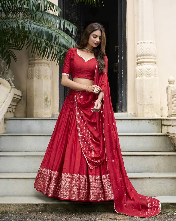LNB Priyadarshi 1906 Wholesale Pure Chanderi Plain Lehenga with Intricate Zari Work Border Lehengas Choli