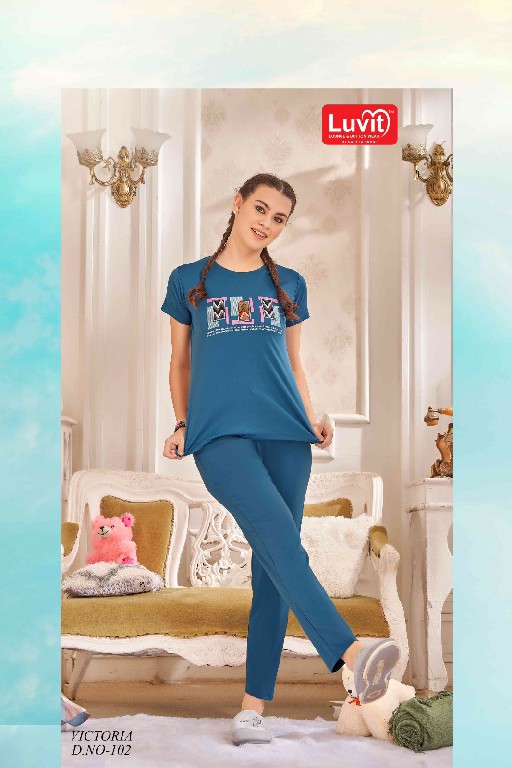 Luvit Victoria Wholesale Tencel Fabrics T-Shirt And Track Night Suits