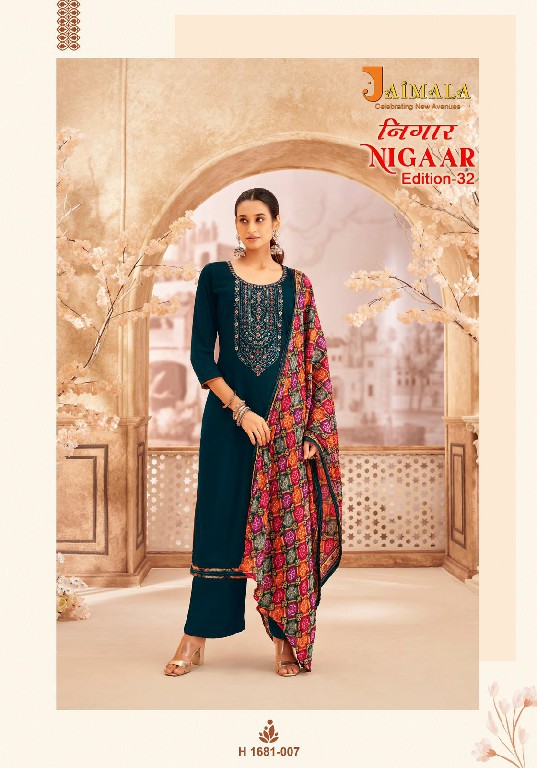 jaimala alok nigaar vol 32 rayon daily wear pakistani dress material