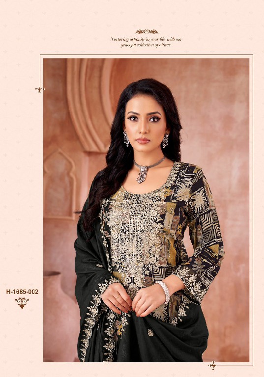 Alok Black Bunny Wholesale Viscose Reyon With Fancy Embroidery Dress Material