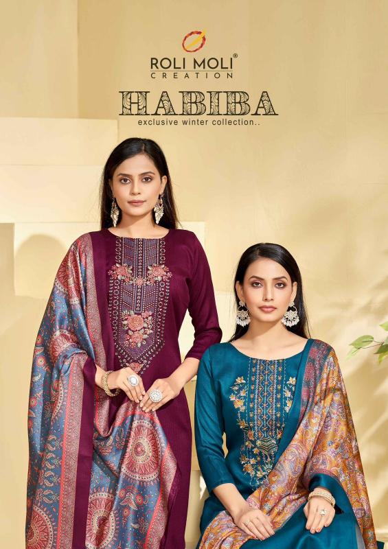 habiba by roli moli creation embroidery pashmina winter collection suits