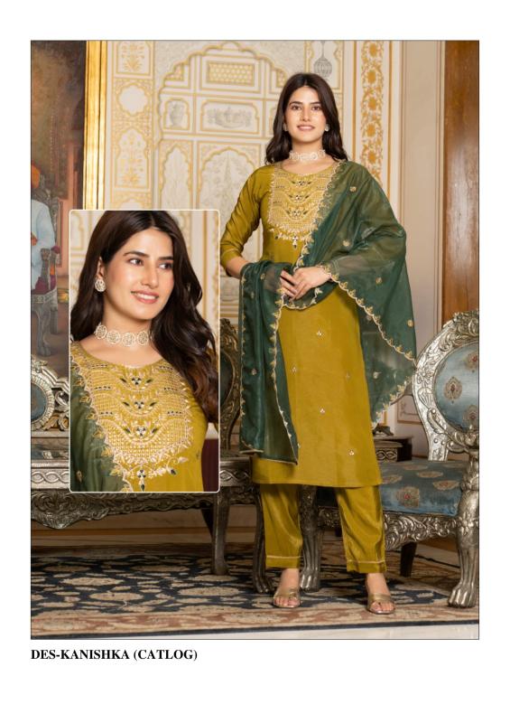 kanishka by kaya tissue shimmer readymade plus size trendy 3pcs dress