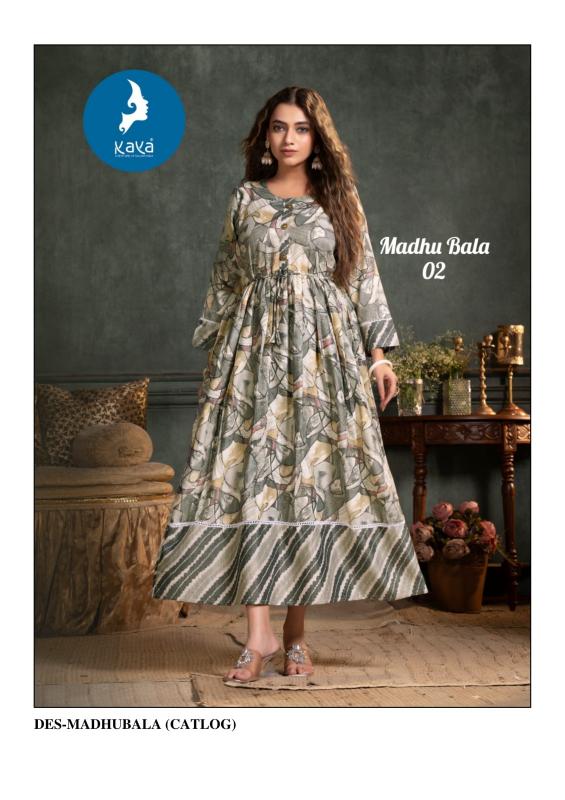 madhu bala by kaya capsule foil printed readymade plus size long kurti