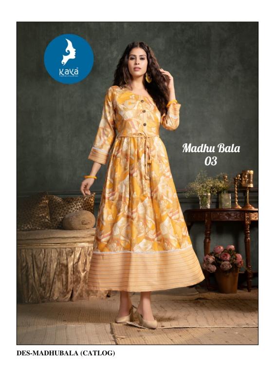 madhu bala by kaya capsule foil printed readymade plus size long kurti