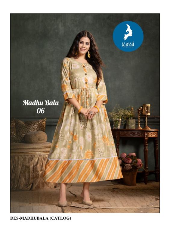 madhu bala by kaya capsule foil printed readymade plus size long kurti