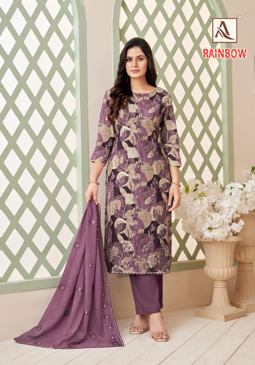 rainbow by alok suits cotton printed stylish 3pcs suits