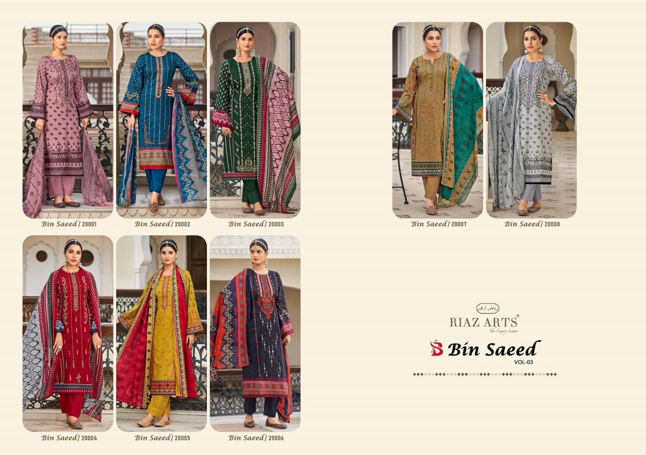 riaz artz bin saeed vol 3 pakistani printed cotton salwar suits