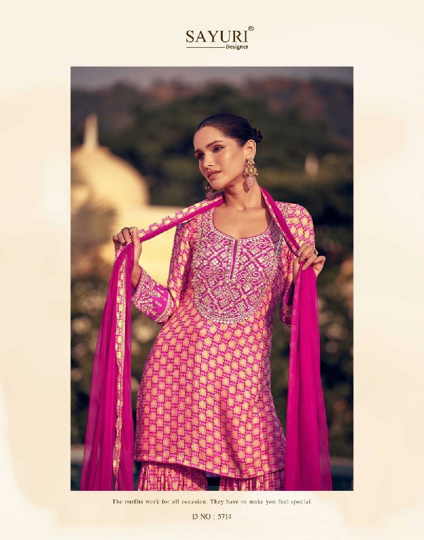 Sayuri Kasida Wholesale Premium Real Chinon Silk Free Size Stitched Suits