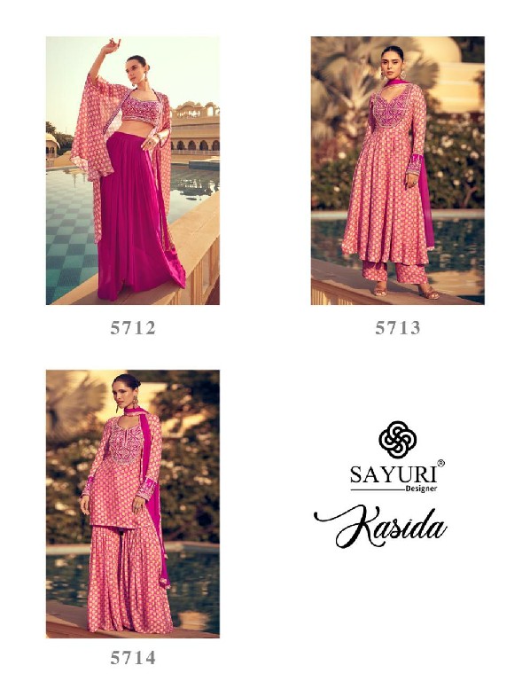 Sayuri Kasida Wholesale Premium Real Chinon Silk Free Size Stitched Suits