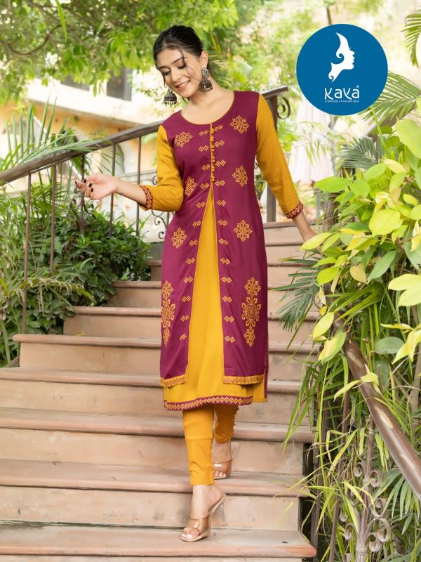 kaya lashkara unique style fullstitch rayon long kurti online