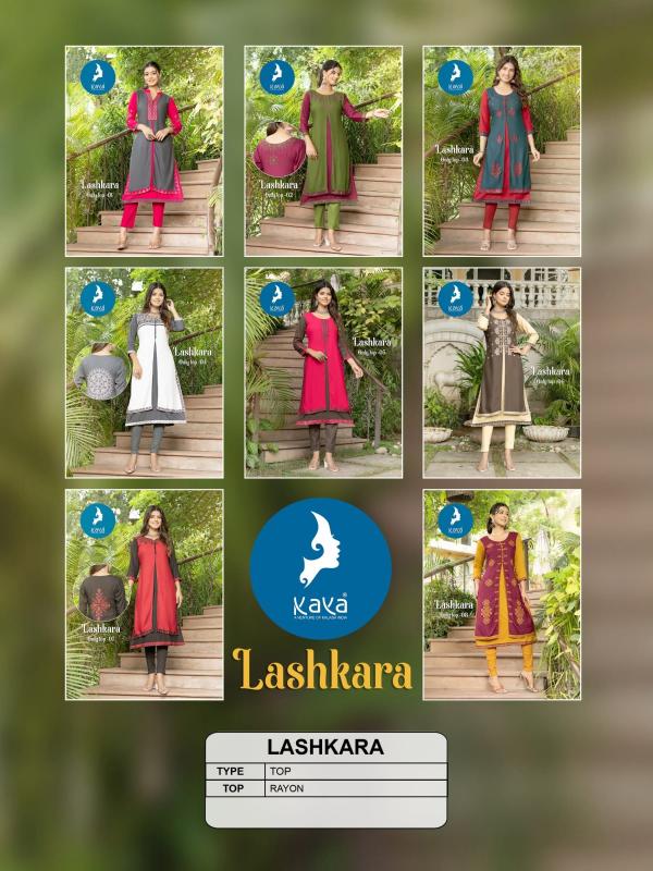 kaya lashkara unique style fullstitch rayon long kurti online