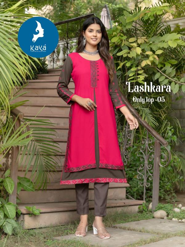kaya lashkara unique style fullstitch rayon long kurti online