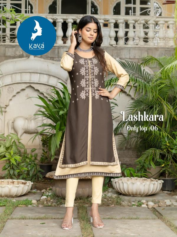kaya lashkara unique style fullstitch rayon long kurti online