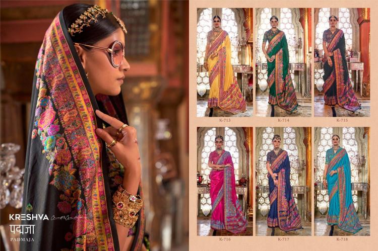 kreshva padmaja 713-718 luxury print high quality festival wear saree