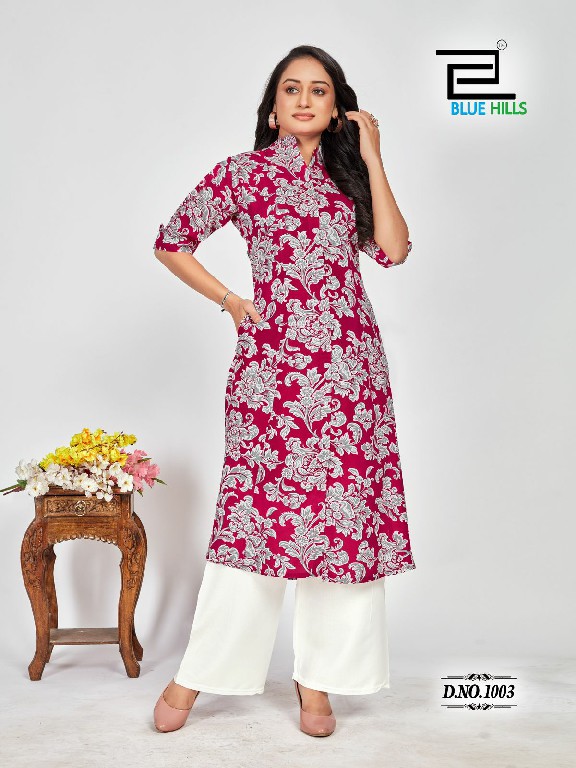blue hills maher fullstitch rayon printed plus size princess cut kurti
