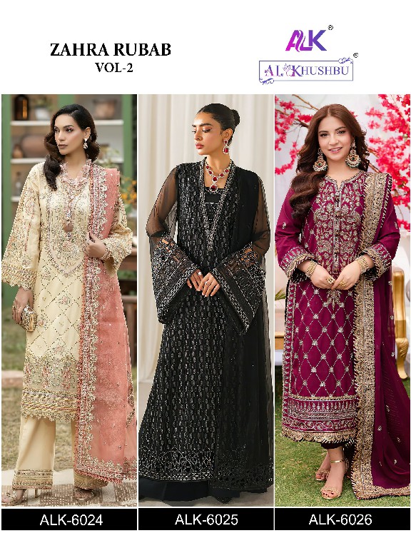 al khushbu zahra rubab vol 2 embroidery georgette pakistani suits