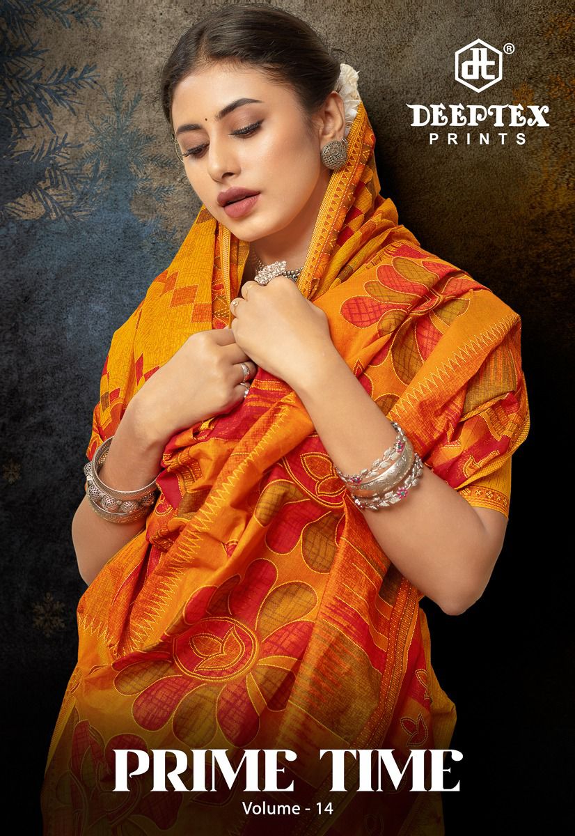 Deeptex Prime Time Vol-14 Wholesale Pure Cotton Printed Sarees