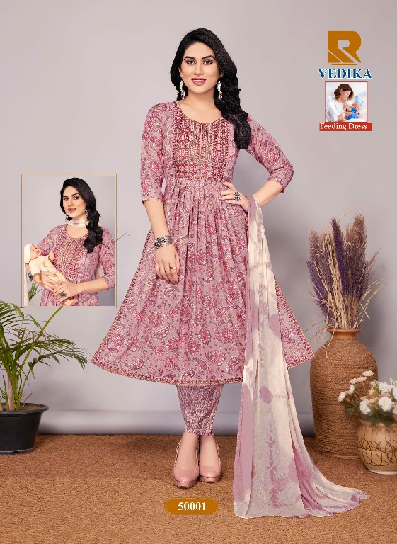 Raashi Vedika Wholesale Nyra Cut Kurti With Pant And Dupatta