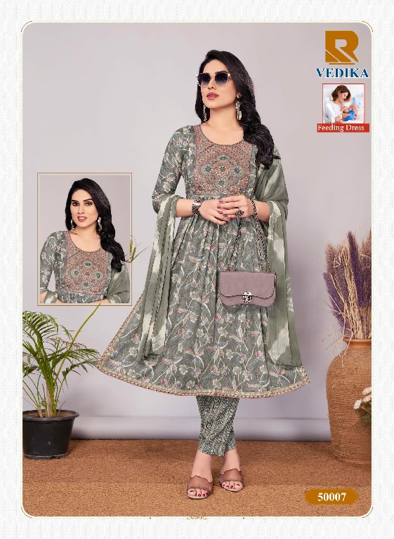 Raashi Vedika Wholesale Nyra Cut Kurti With Pant And Dupatta