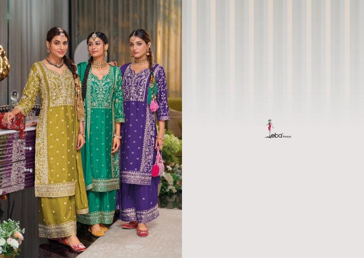 eba lifestyle shayoni color edition 2 designer embroidery chinon readymade plazzo suits