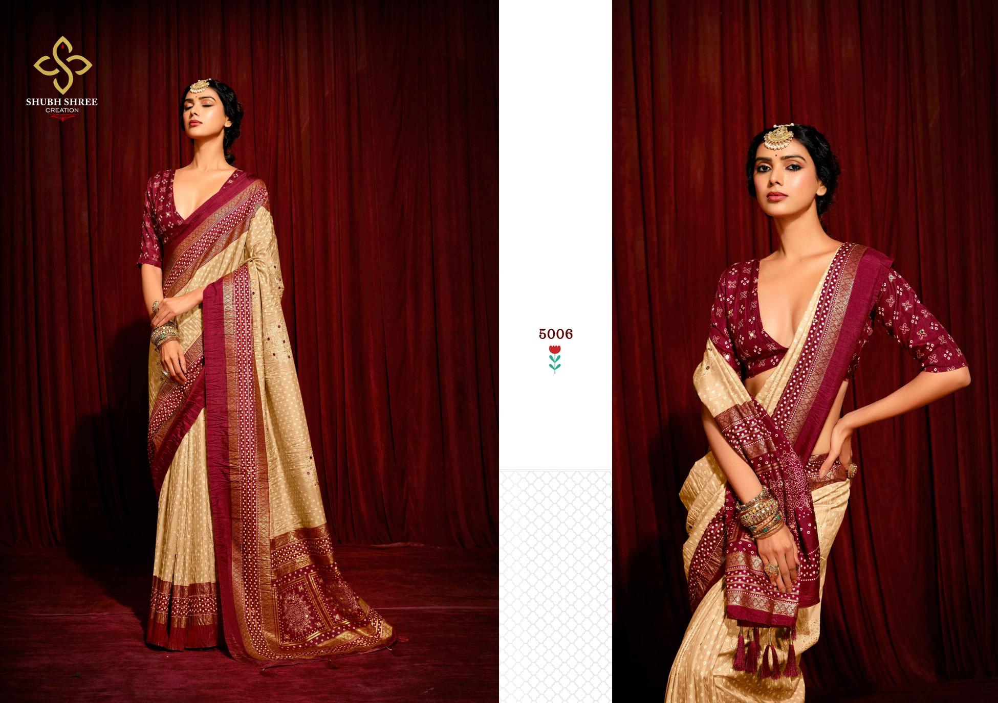 shubh shree present crush vol 5 welvet tusser silk latest fancy saree