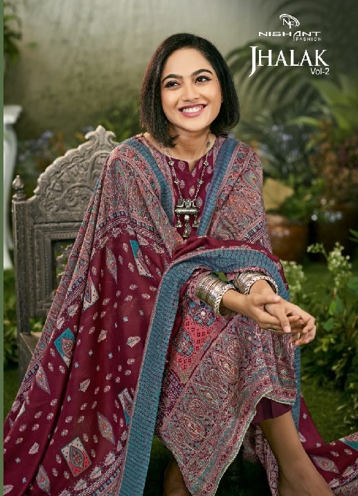 nishant fashion jhalak vol 2 winter wear print pashmina ladies suits