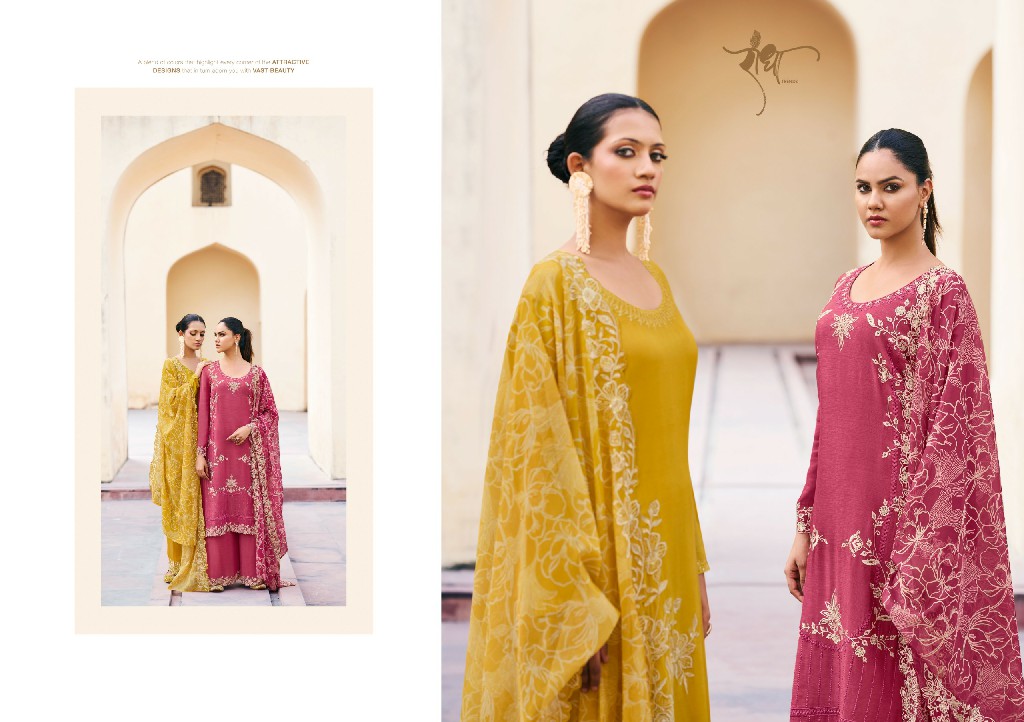 radha trendz saanjh vol 2 chinon embraided unstitch salwar suit