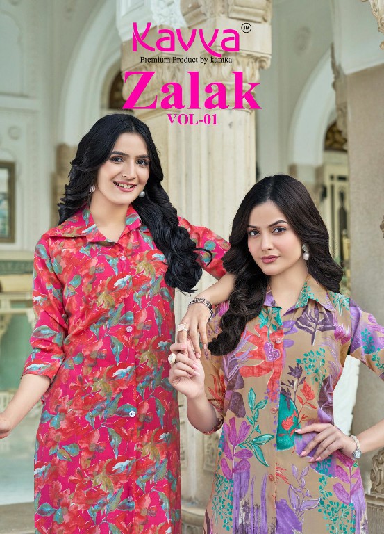 zalak vol 1 by kavya casual wear chanderi print readymade top with pant