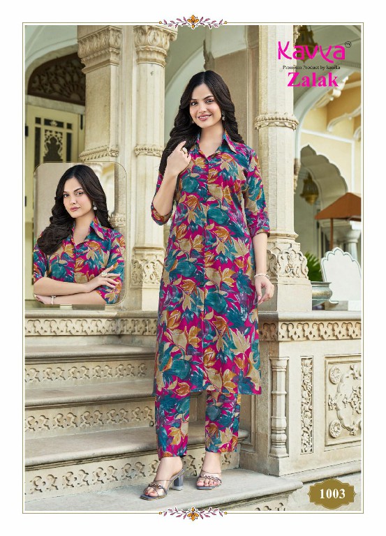 zalak vol 1 by kavya casual wear chanderi print readymade top with pant