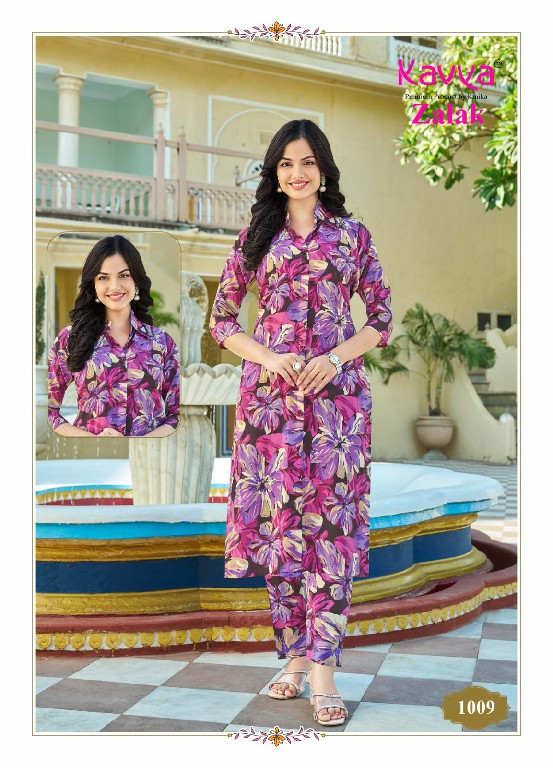 zalak vol 1 by kavya casual wear chanderi print readymade top with pant