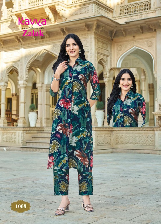 zalak vol 1 by kavya casual wear chanderi print readymade top with pant